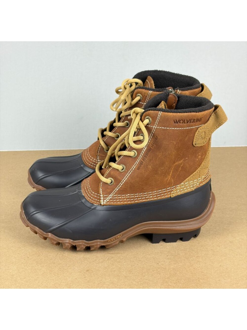 Wolverine Torrent Water Resistant Leather Duck Boots Womens 7.5 Brown Black